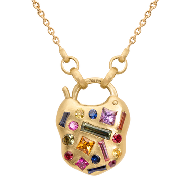 Harlequin Confetti Padlock Necklace - 11982